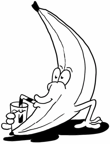 Cartoon Banana Coloring Page